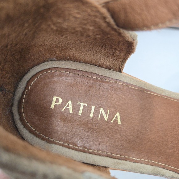 Patina By Portland Mary Jane Shoes Tan Suede Leather Suede Block Heeled - Picture 8 of 12